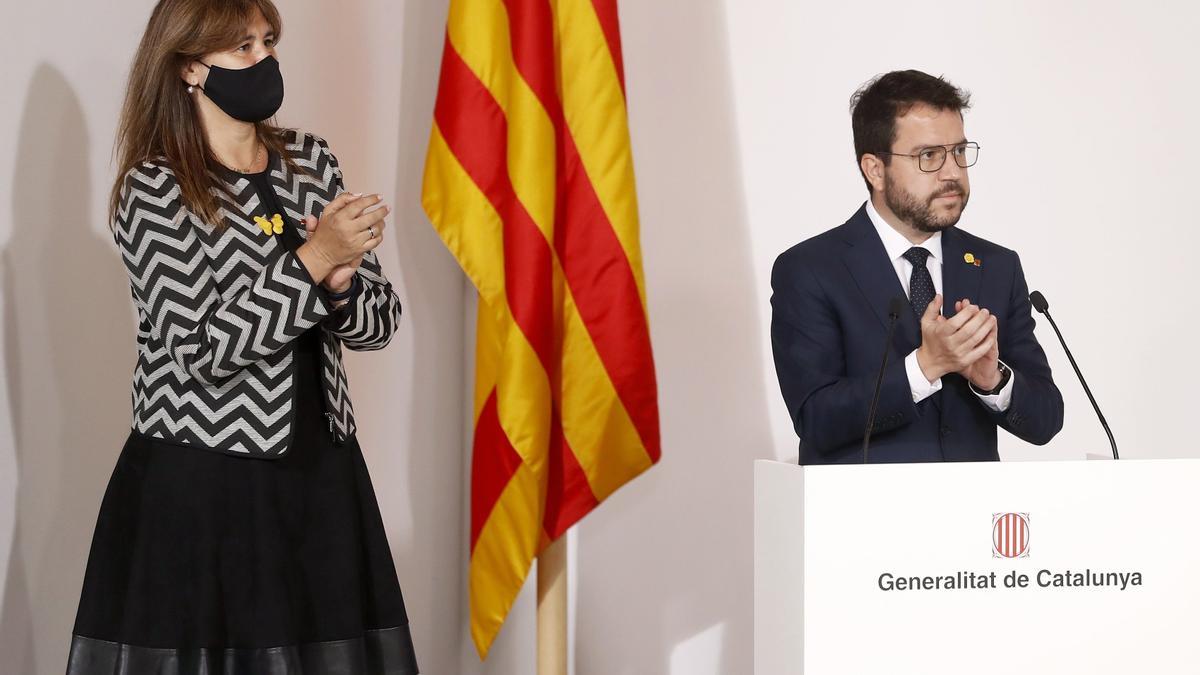 Pere Aragonès i la presidenta del Parlament, Laura Borràs