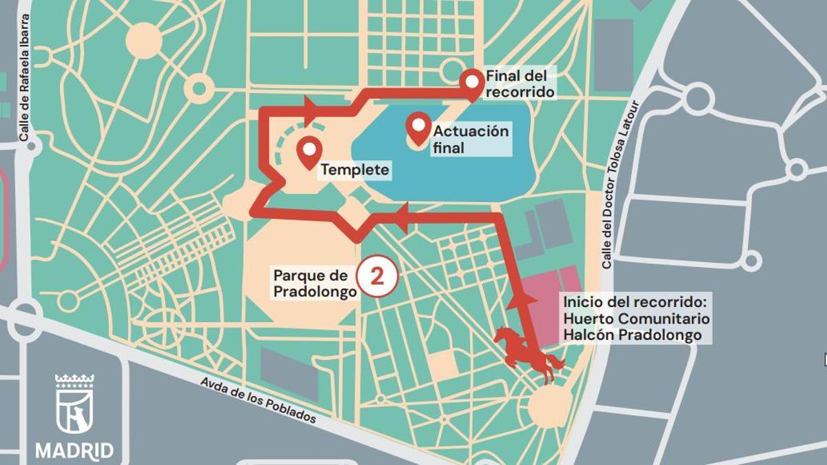 Itinerario del Desfile a través del parque del Pradolongo con motivo del Año Nuevo Chino