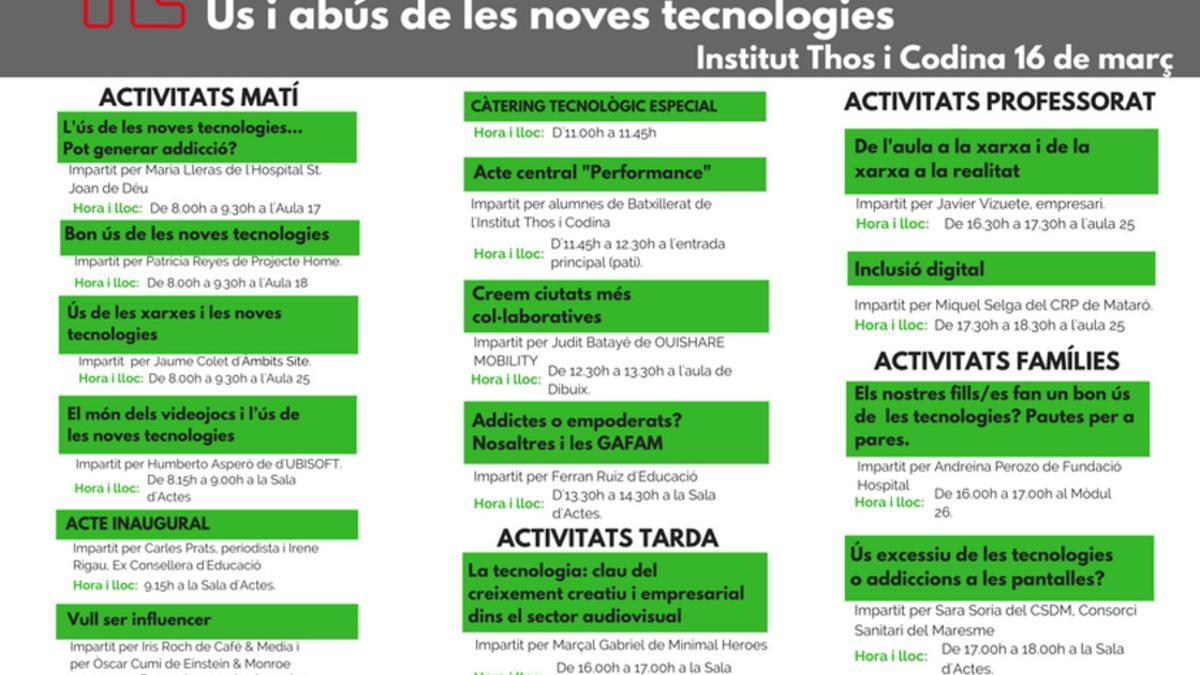 Jornada Pedagógica sobre uso y abuso de las nuevas tecnologías en Mataró.