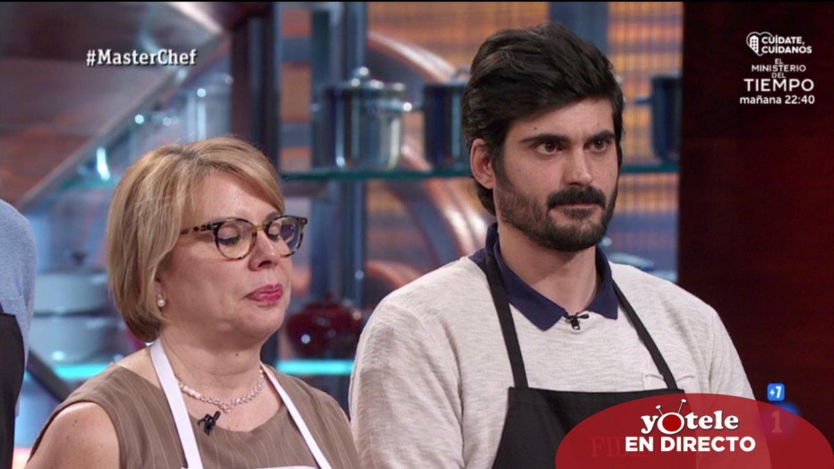 Teresa y Fidel en la prueba de expulsión de 'Masterchef 8'