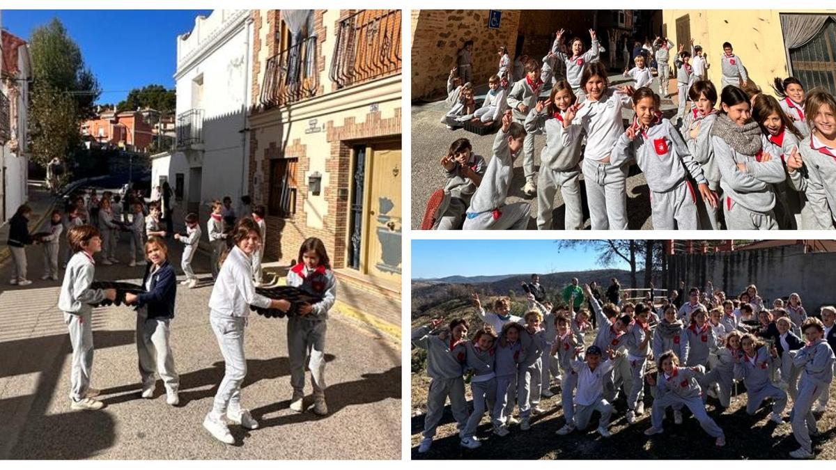 Unos 50 alumnos del Edelweiss School, de Valencia, plantaron bellotas este viernes en Torás.
