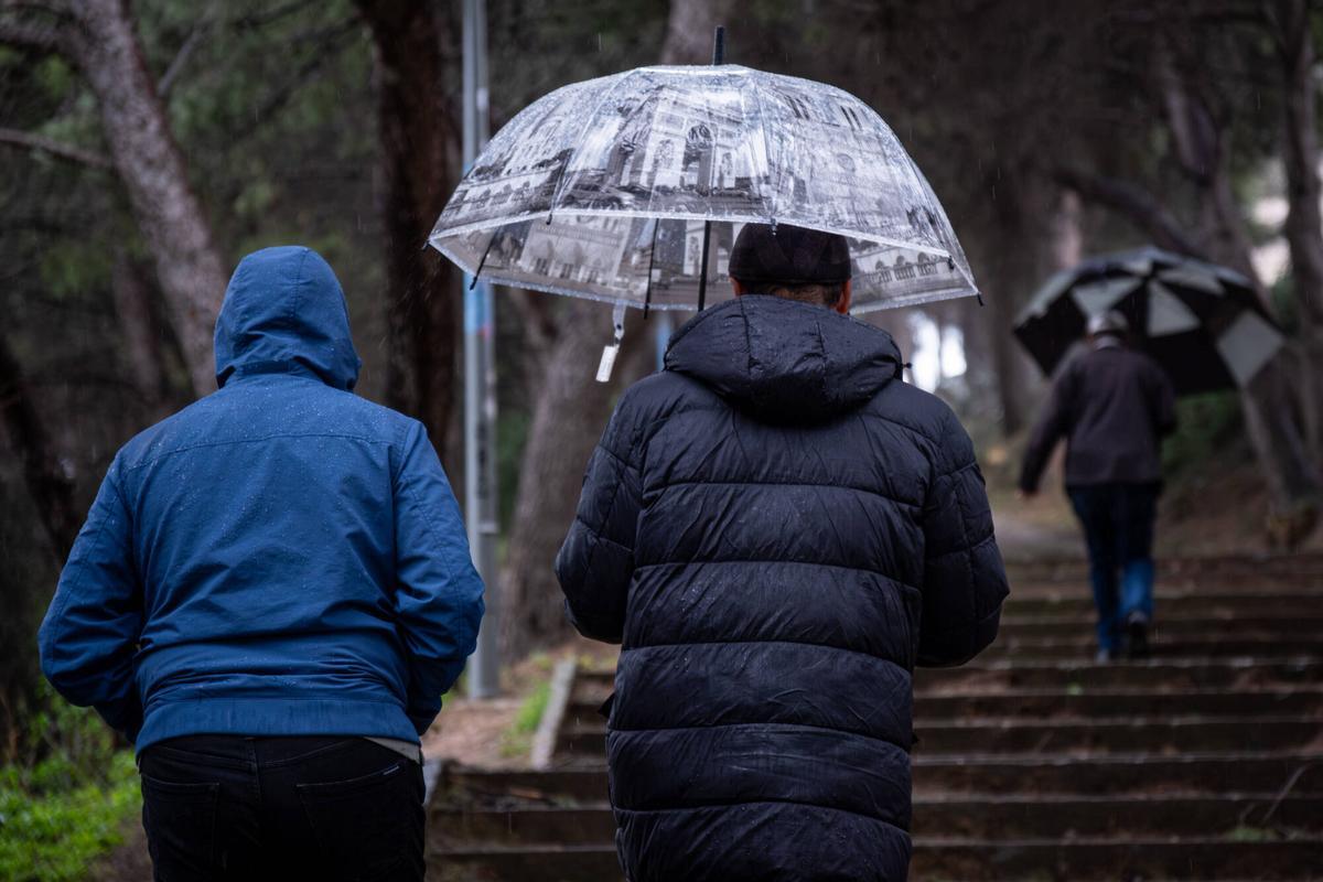Temporal de lluvias en Barcelona el día 13 de febrero de 2026.
