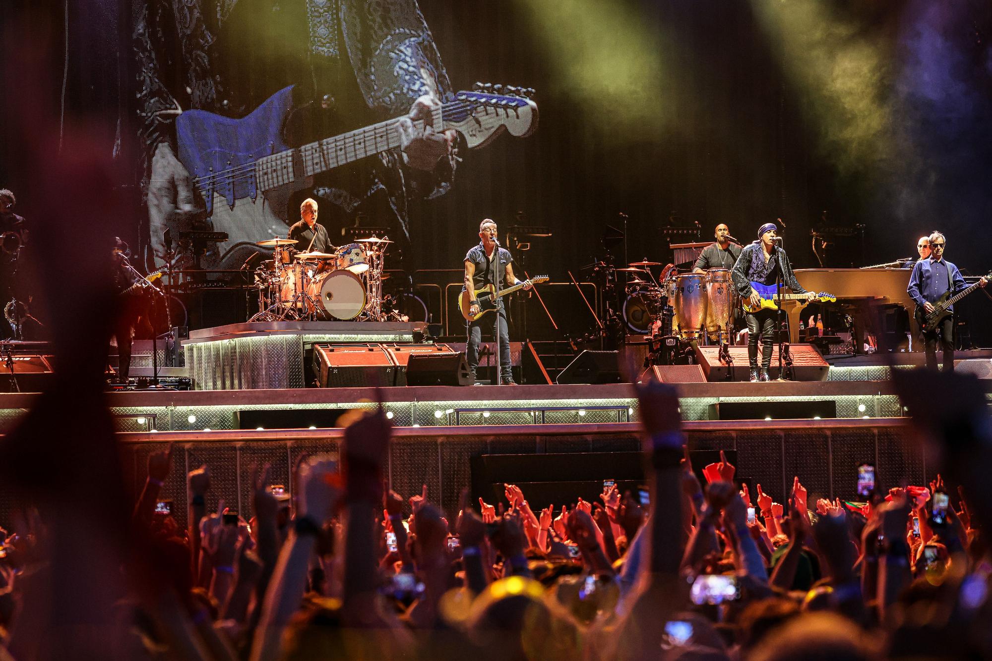 The stage of the Montjuic Olympic Stadium during Bruce Springsteen's performance