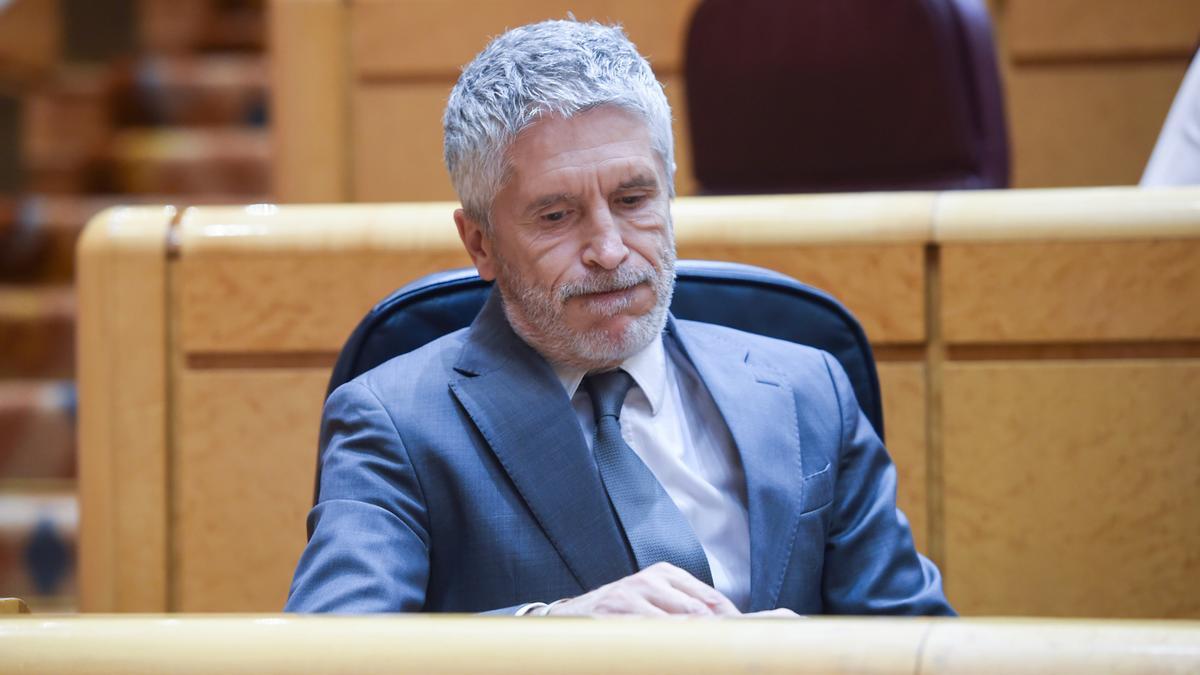 Archivo - El ministro del Interior, Fernando Grande-Marlaska, durante una sesión de control al Gobierno, en el Senado, a 4 de junio de 2024, en Madrid (España).