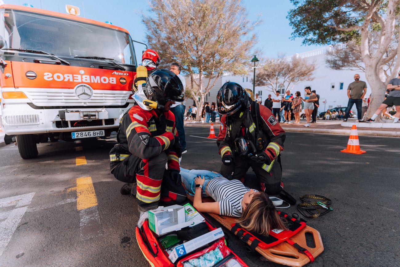 Simulacro de incendio en la Biblioteca Insular de Lanzarote