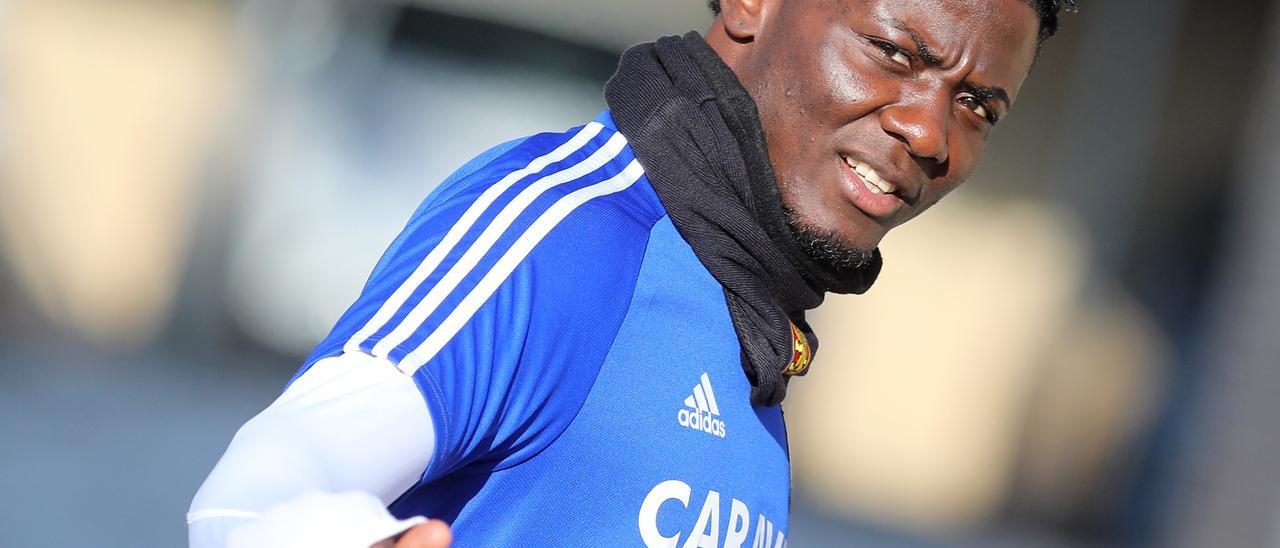 Bikoro, tras un entrenamiento en su etapa en el Real Zaragoza.