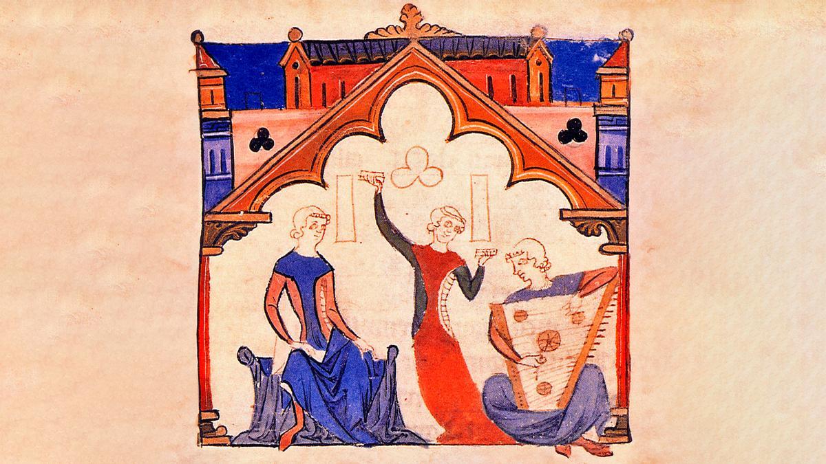Miniatura do Cancioneiro da Ajuda (fins do século XIII).