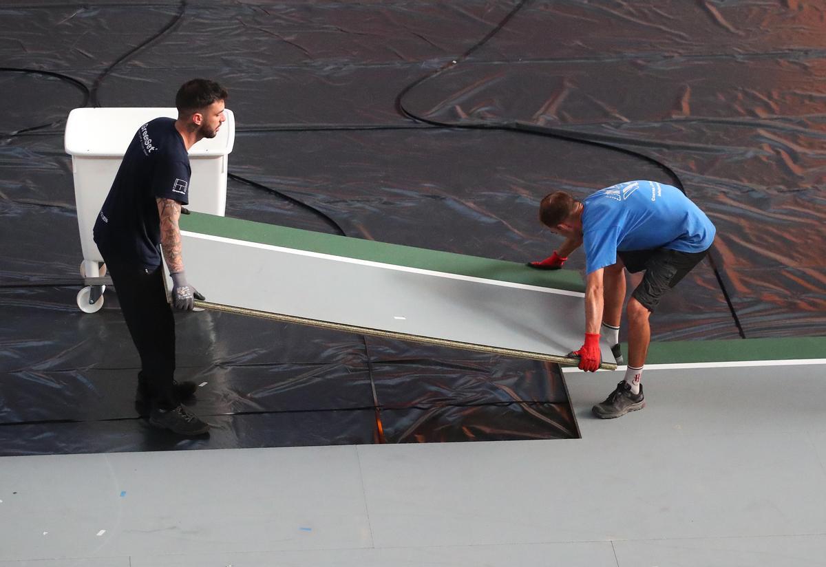 Empieza la instalación de la pista de la Copa Davis