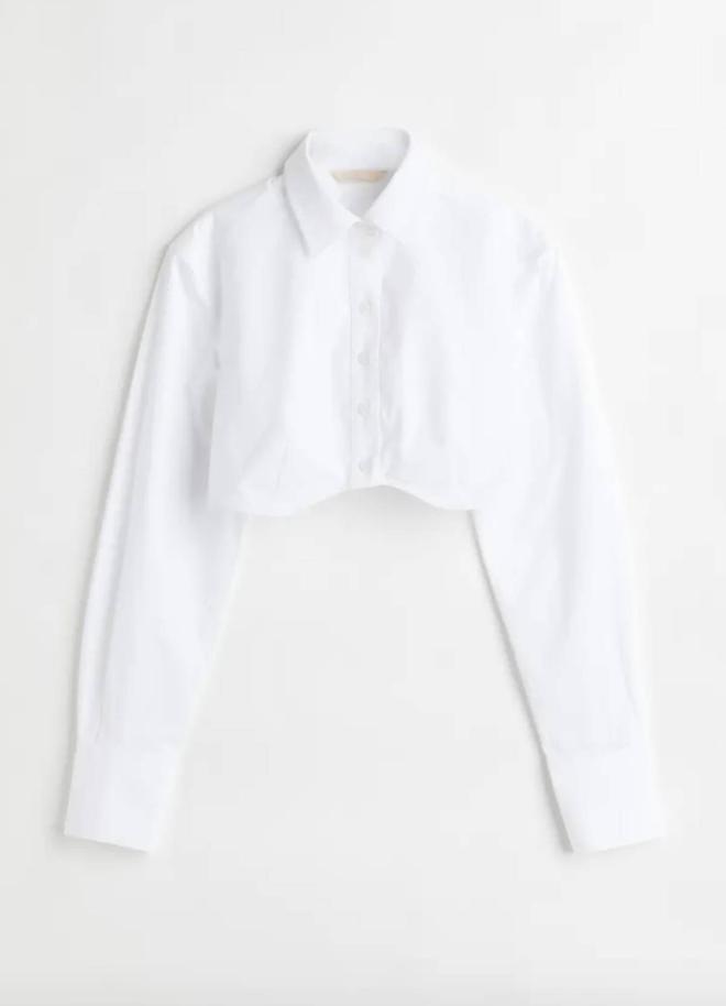 Camisa cropped en color blanco de H&amp;M