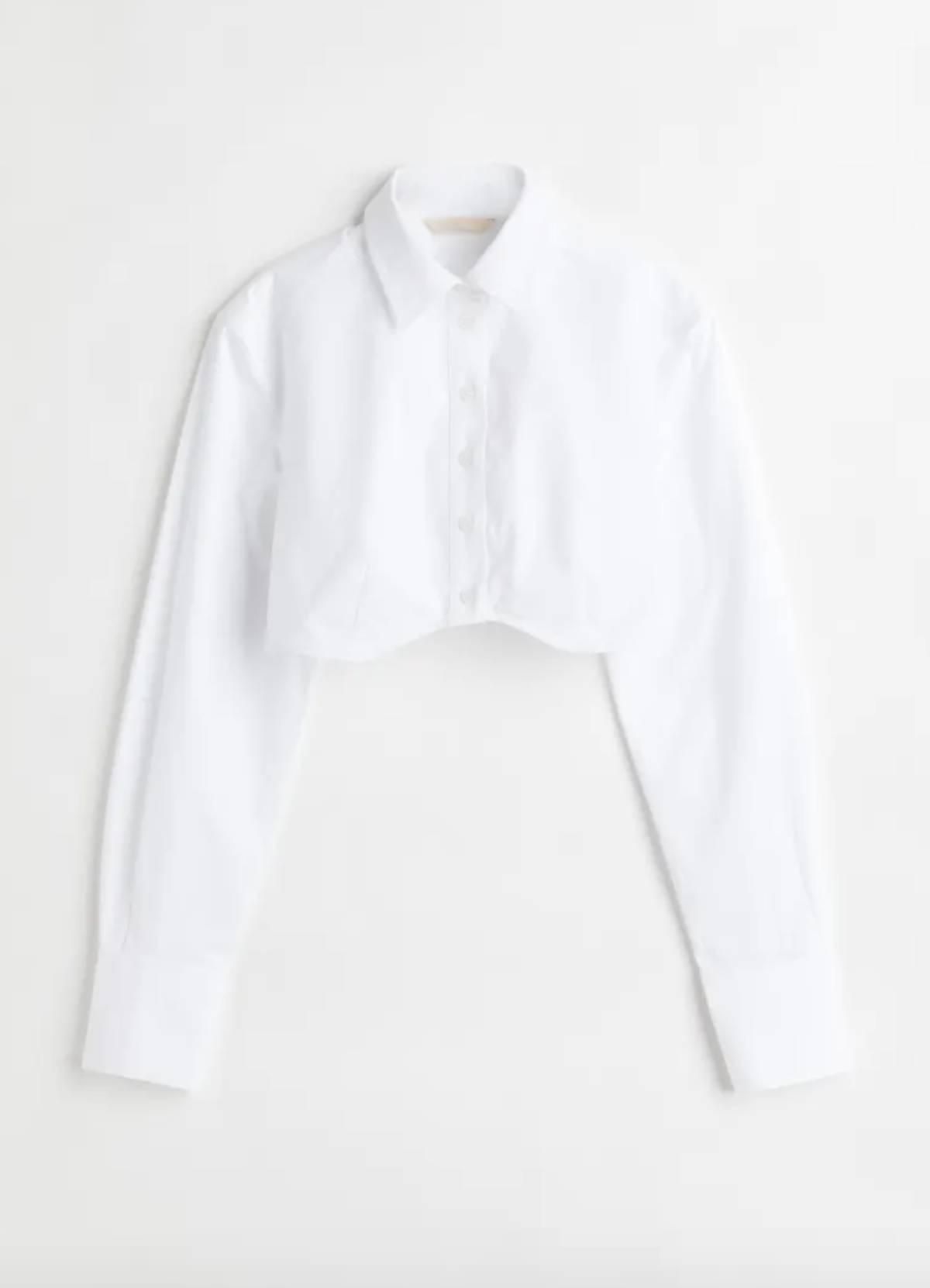 Camisa cropped en color blanco de H&M