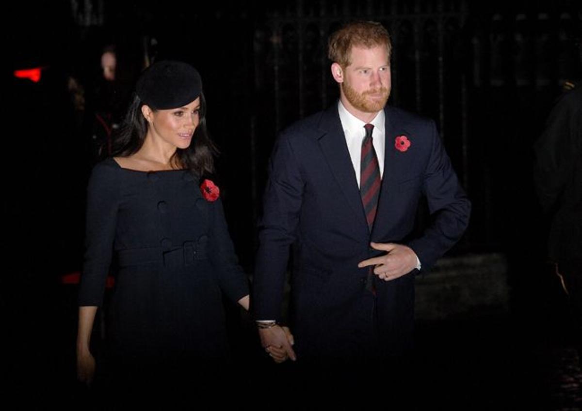 Meghan Markle y el príncipe Harry, en el centésimo aniversario del armisticio de la I Guerra Mundial