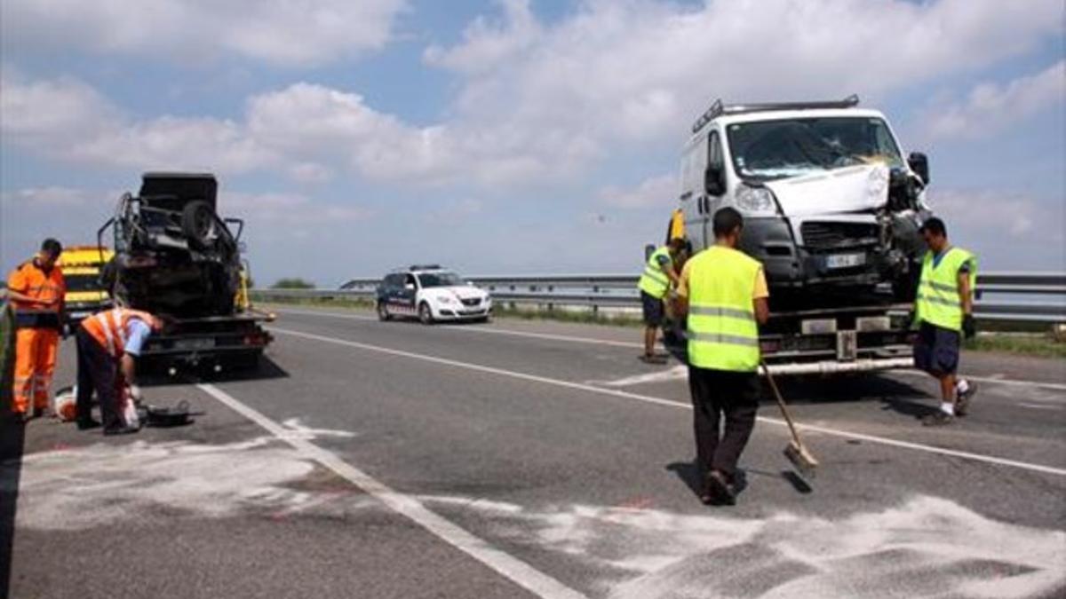 Accidente en Ventalló (Alt Empordà), ayer.