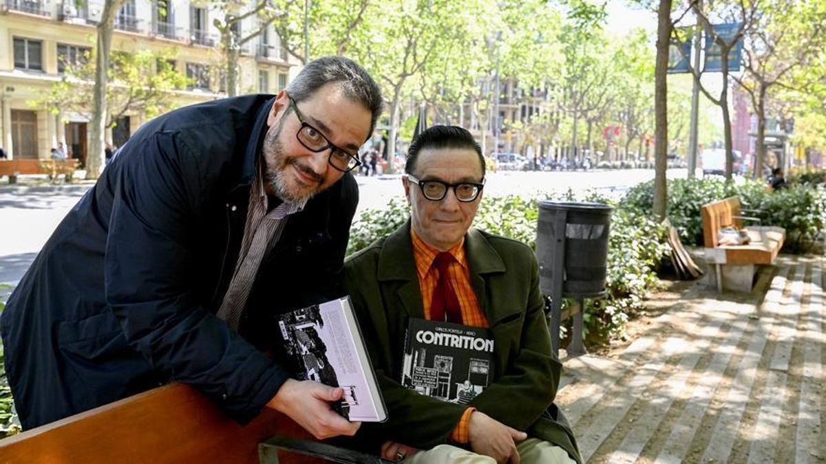 Carlos Portela y Keko (derecha), presentando 'Contrition' en Barcelona.