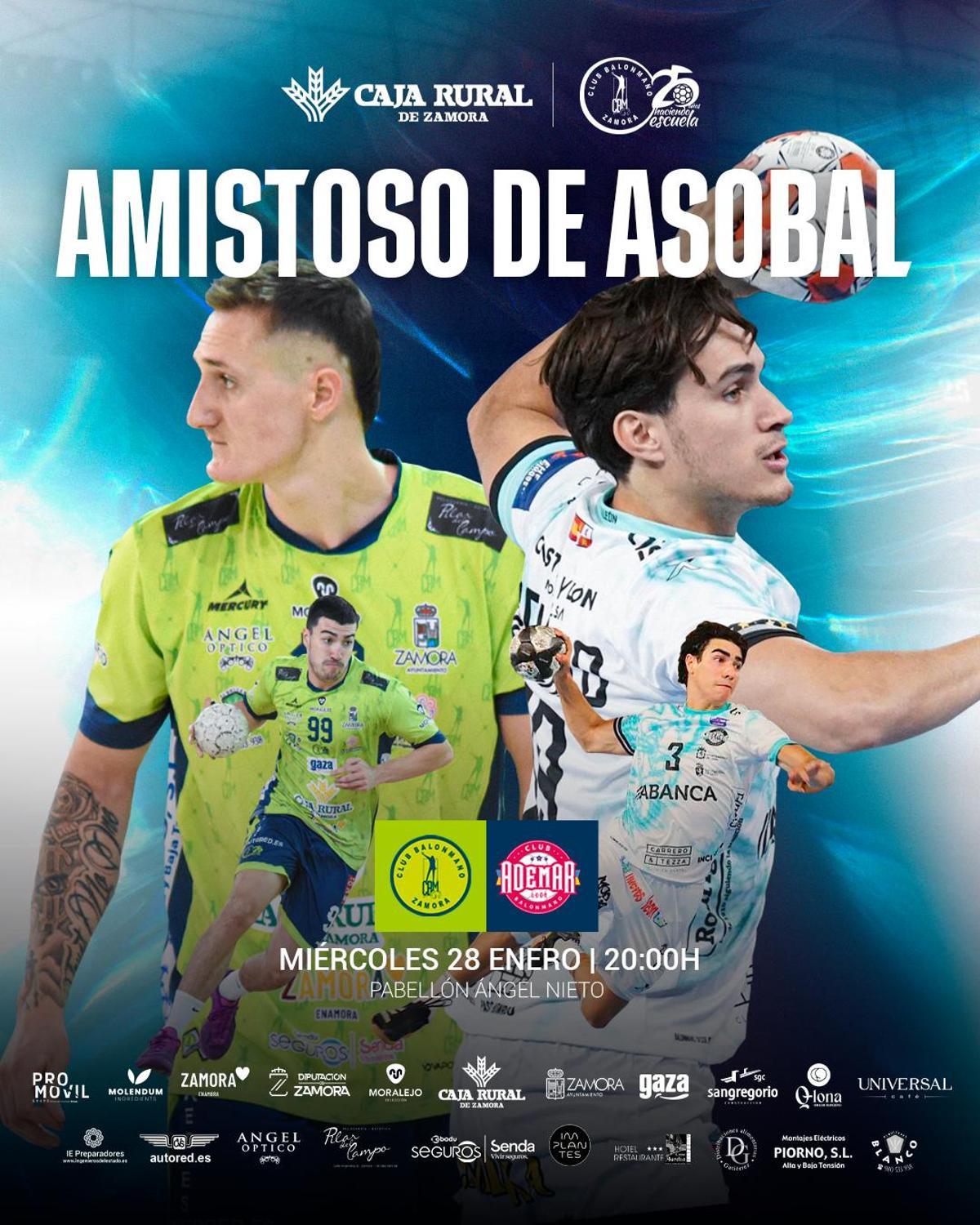 Cartel de la cita entre BM Zamora y Ademar de León.