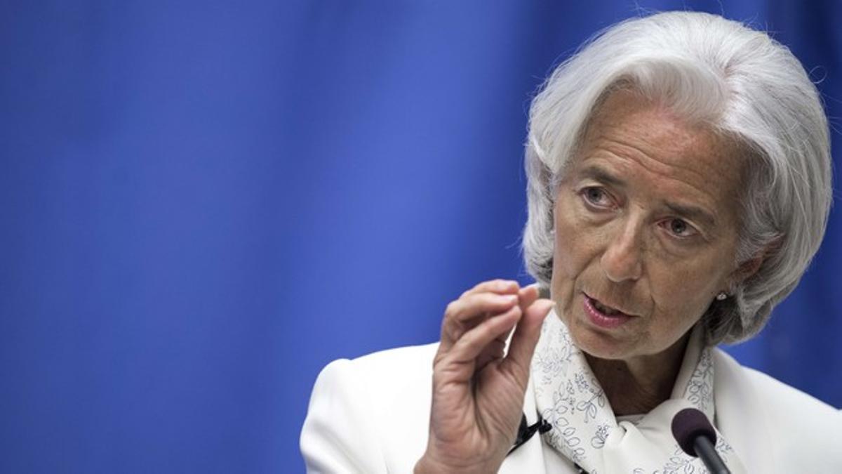 La directora gerente del FMI, Christine Lagarde, durante una conferencia en Washington, el lunes.