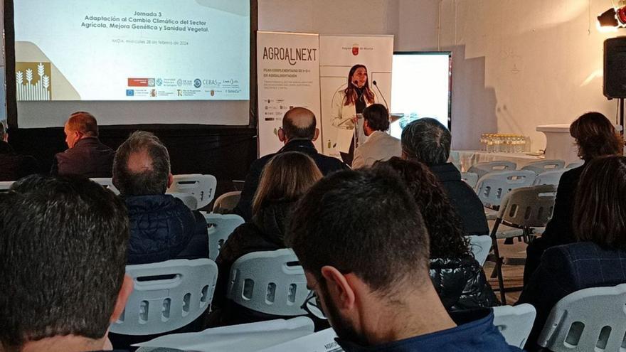 La consejera Sara Rubira durante su participación en la jornada Agroalnext celebrada en el Imida. | CARM