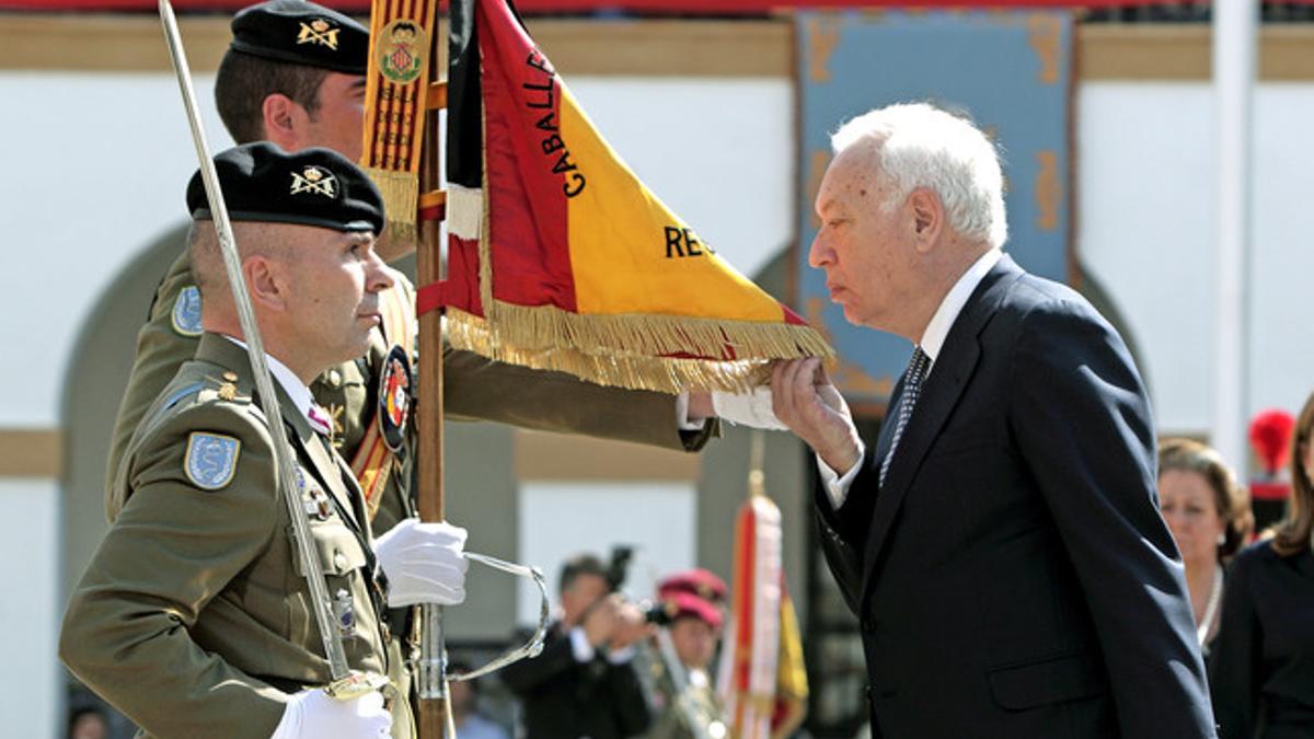 José Manuel García-Margallo, este sábado en Valencia, durante un acto de jura de bandera para civiles.
