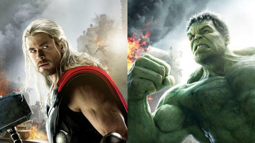 Una imagen de Hulk y Thor.