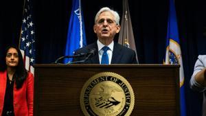 El fiscal general de EEUU, Merrick Garland, durante la presentación del informe de la policía de Mineápolis, este viernes.