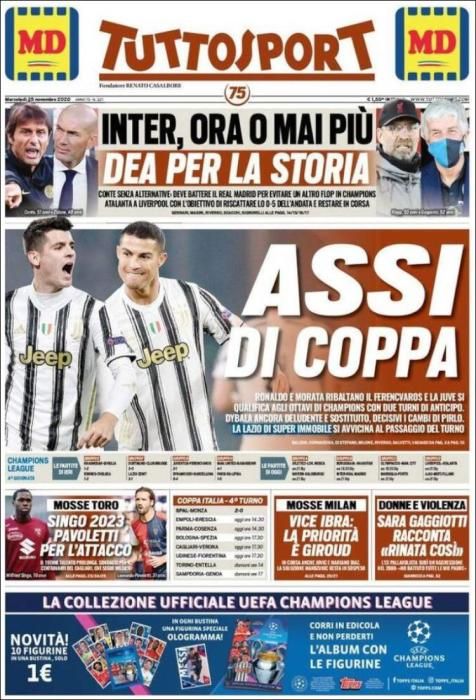 Portada TUTTOSPORT miércoles 25 noviembre 2020