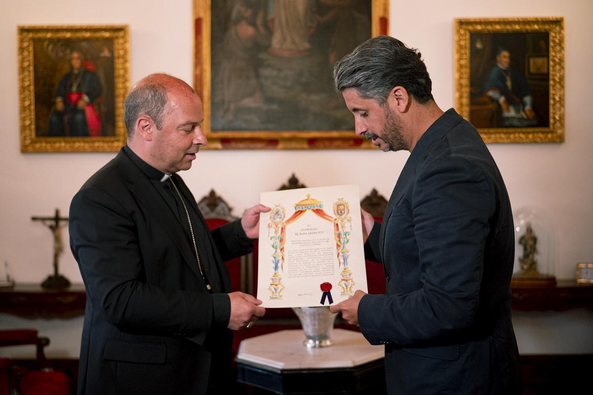 El obispo de Tenerife, Eloy Santiago, junto al alcalde de La Laguna, Luis Yeray Gutiérrez