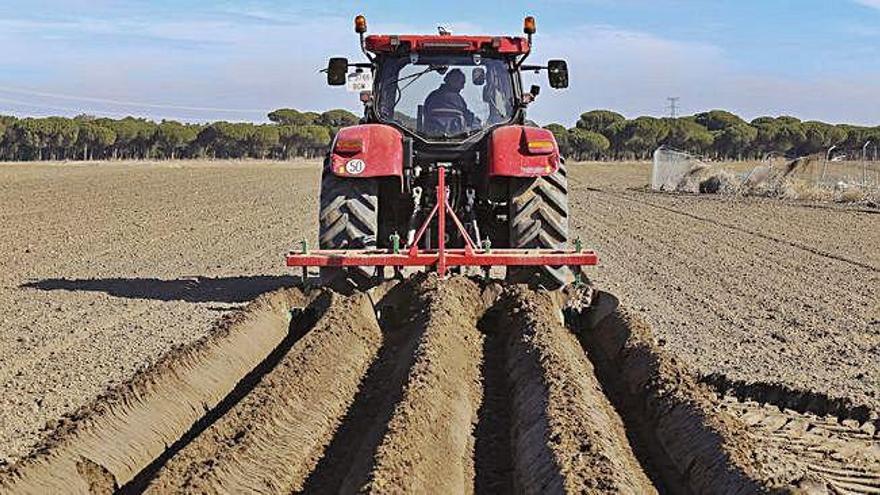 Un tractor arando una tierra. O. Z