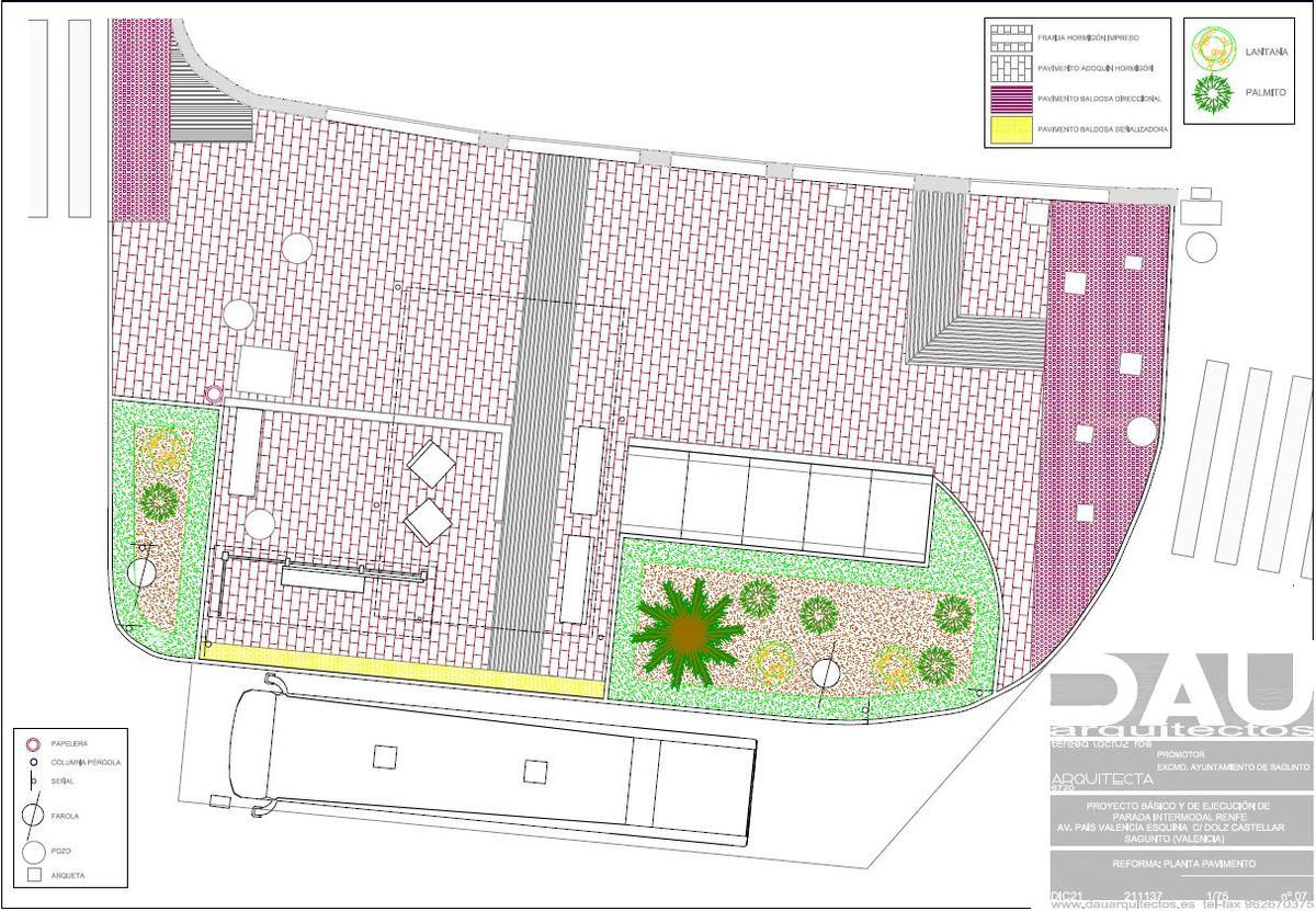 Así quedará la parada intermodal frente a la estación de tren de Sagunt.