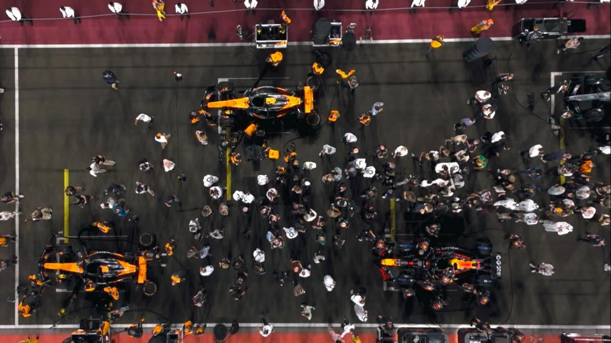 Los McLaren y Verstappen, en la parrilla de salida del GP de Qatar, a 'ojo' de dron