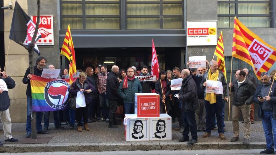 Inici de la mobilització dels sindicats a Girona amb motiu del judici del procés independentista.