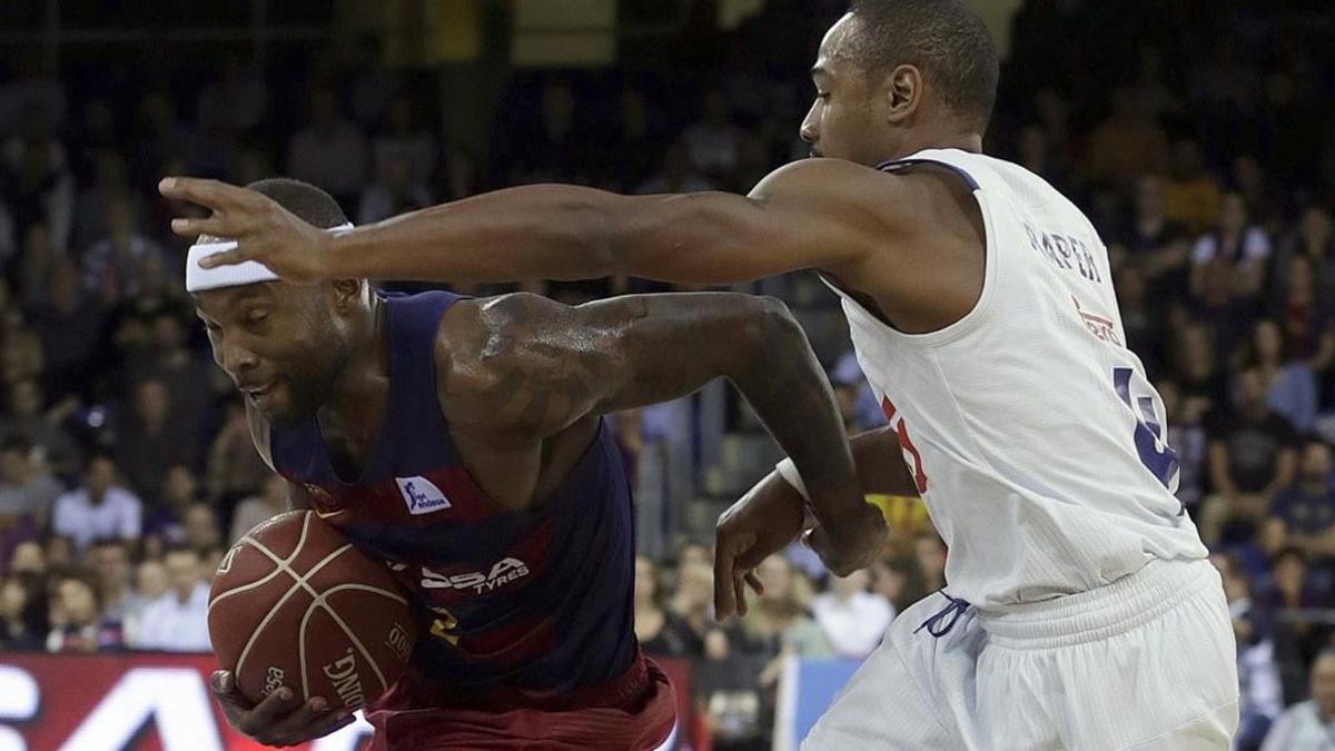 Rice (Barça) y Draper (Madrid) en el partido de Liga del pasado día 6 en el Palau.