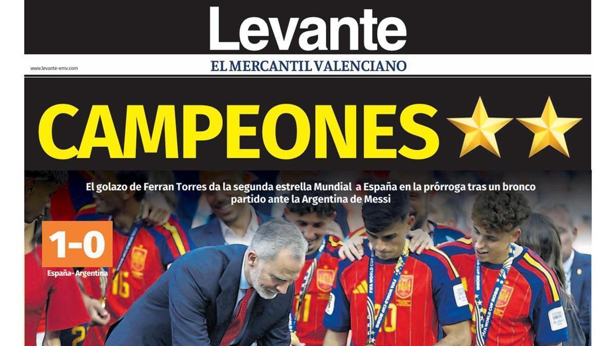 El portada histórica con Ferran Torres y la victoria de España en el Mundial