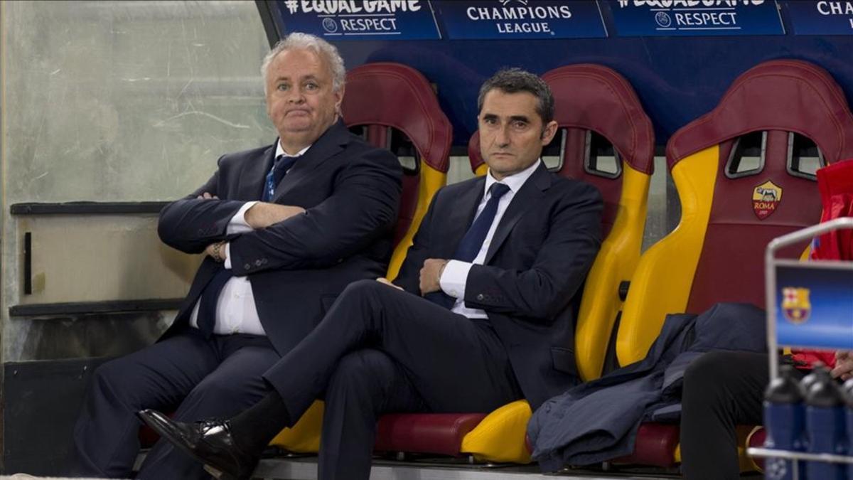 Valverde, en el banquillo del Olímpico de Roma