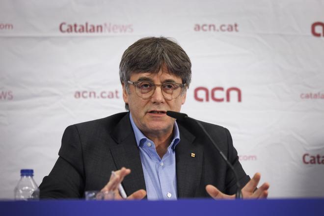 El candidato de Junts, Carles Puigdemont, en la rueda de prensa de la ACN