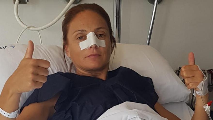 Silvia Navarro, tras su operación de la nariz.