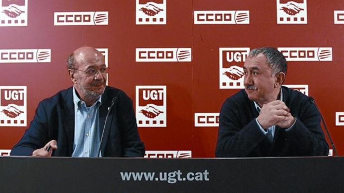 Los dirigentes de CCOO y UGT de Catalunya, Joan Carles Gallego y Josep Maria Álvarez.