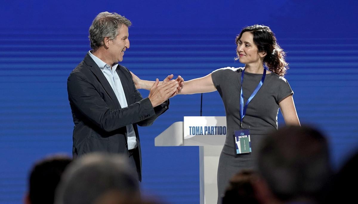 Madrid. 06.07.2025. 21 Congreso Nacional del Partido Popular. Alberto Núñez Feijóo e Isabel Díaz Ayuso. Madrid. 06.07.2025. 21 Congreso Nacional del Partido Popular. Alberto Núñez Feijóo e Isabel Díaz Ayuso.
