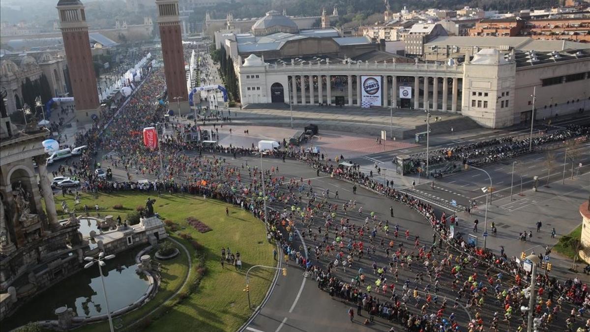 La salida del maratón de Barcelona.