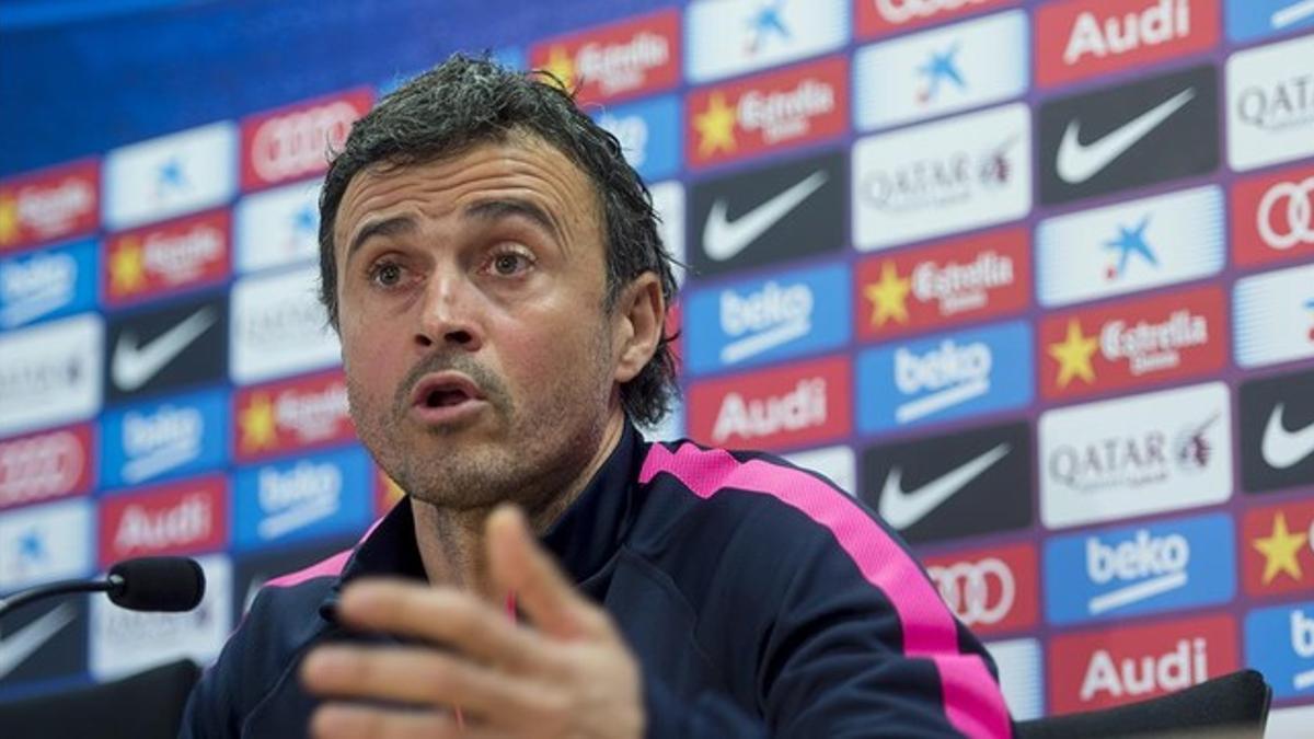 Luis Enrique, en una rueda  de prensa.