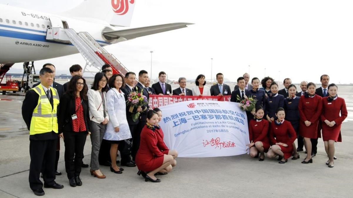 Inauguración del vuelo de Air China entre Shanghái y Barcelona.