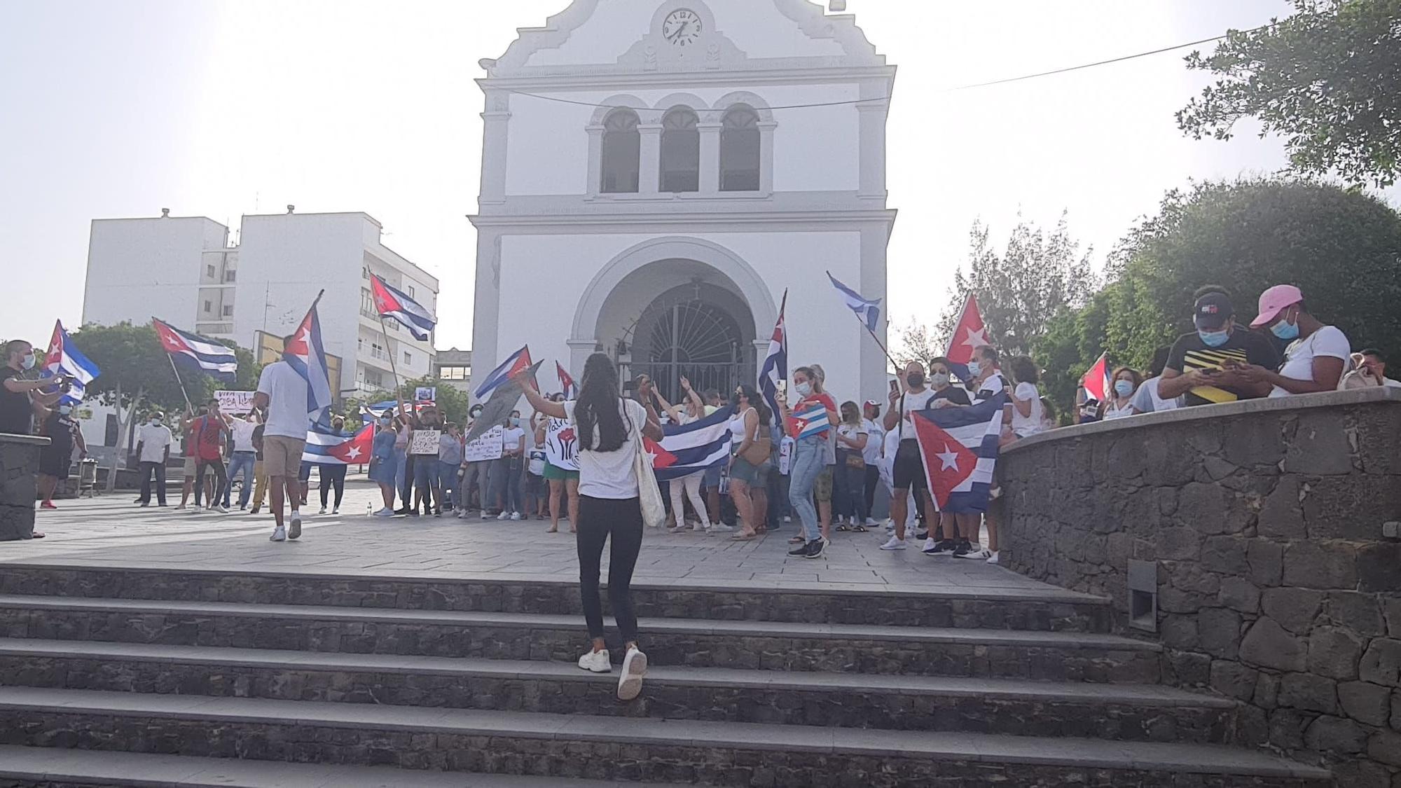 Protesta de la comunidad cubana en Puerto del Rosario, en Fuerteventura (17/07/2021)