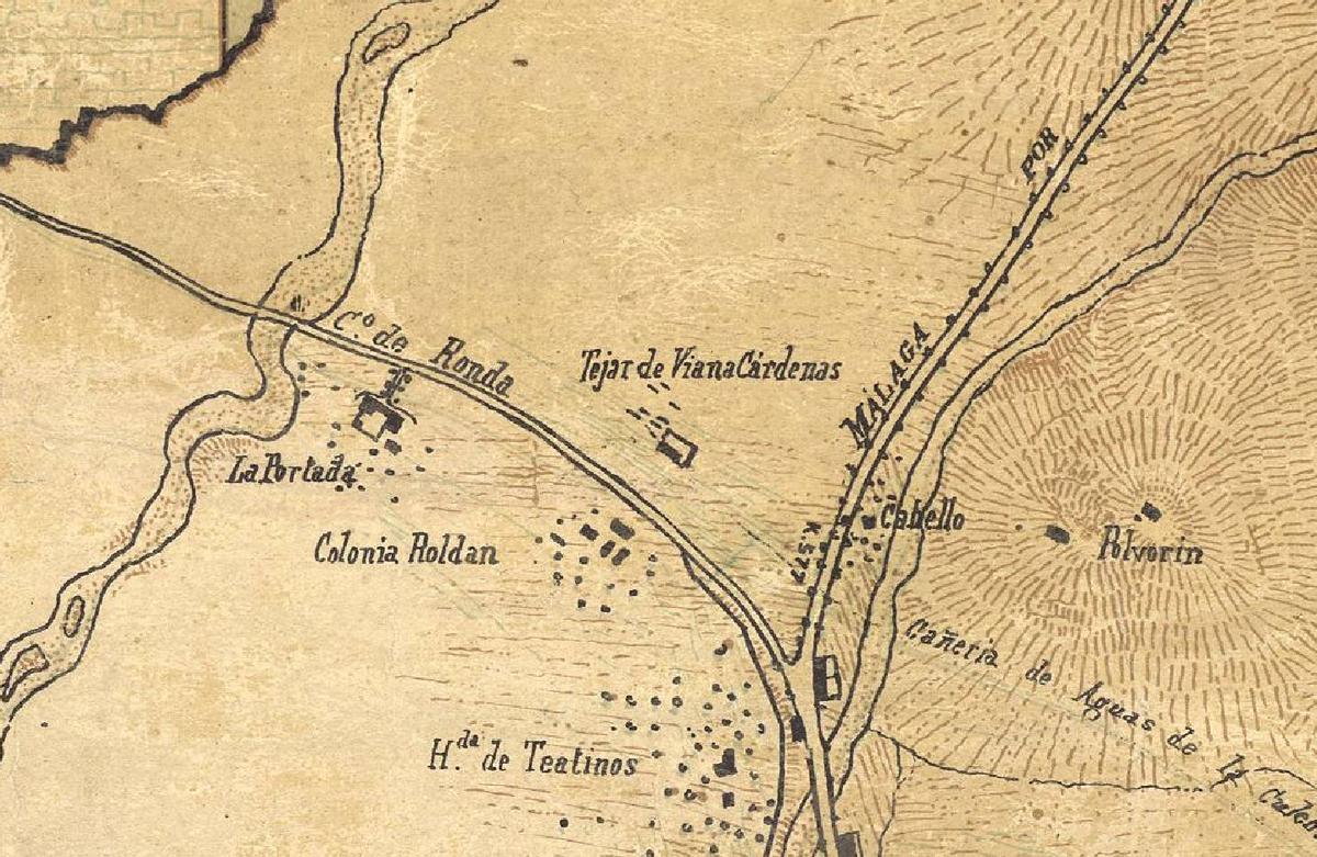 El tejar en el plano de Málaga y sus alrededores de 1899.