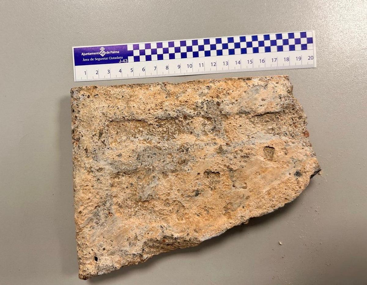 Una de las piedras lanzadas por los vendedores ambulantes contra los agentes.
