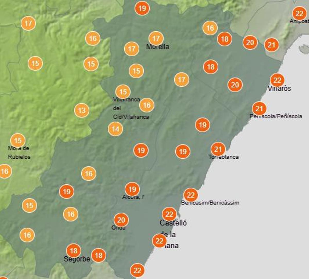 Temperturas madrugada del viernes