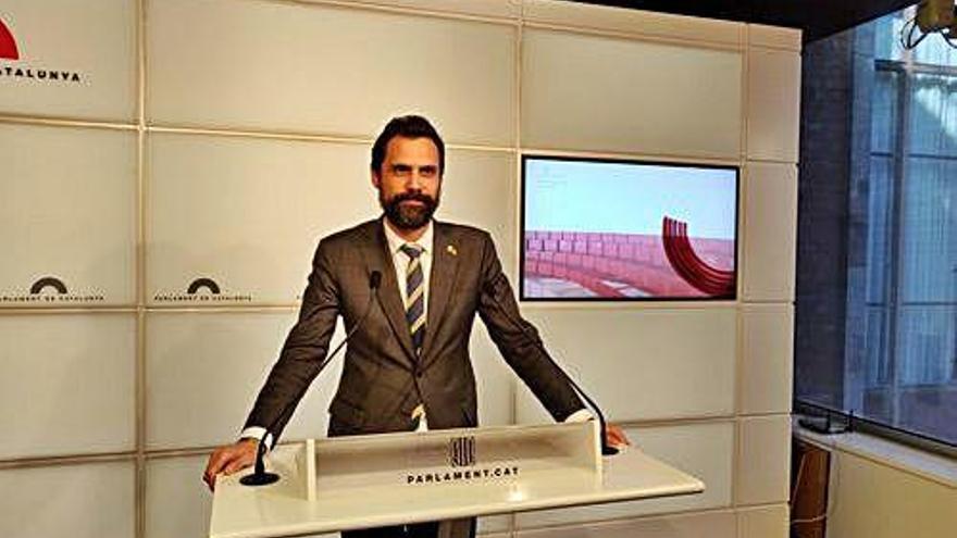 El president del Parlament, Roger Torrent, ahir en una compareixença