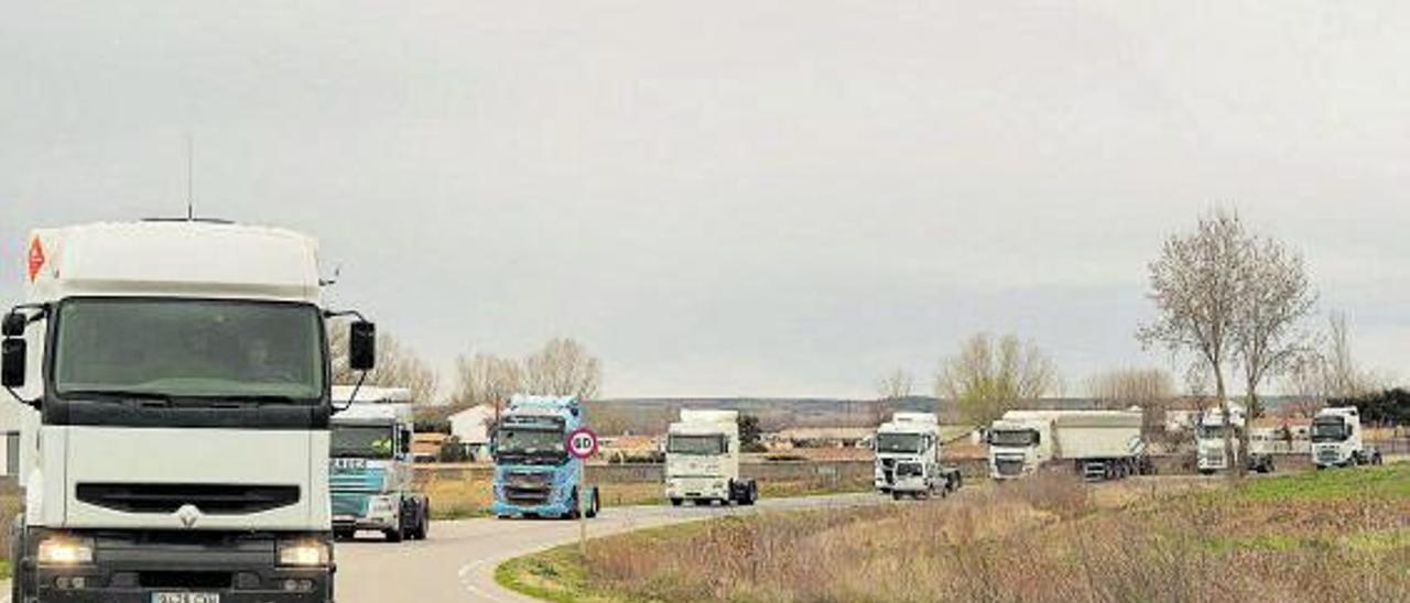 Protesta de los camioneros, el pasado jueves.