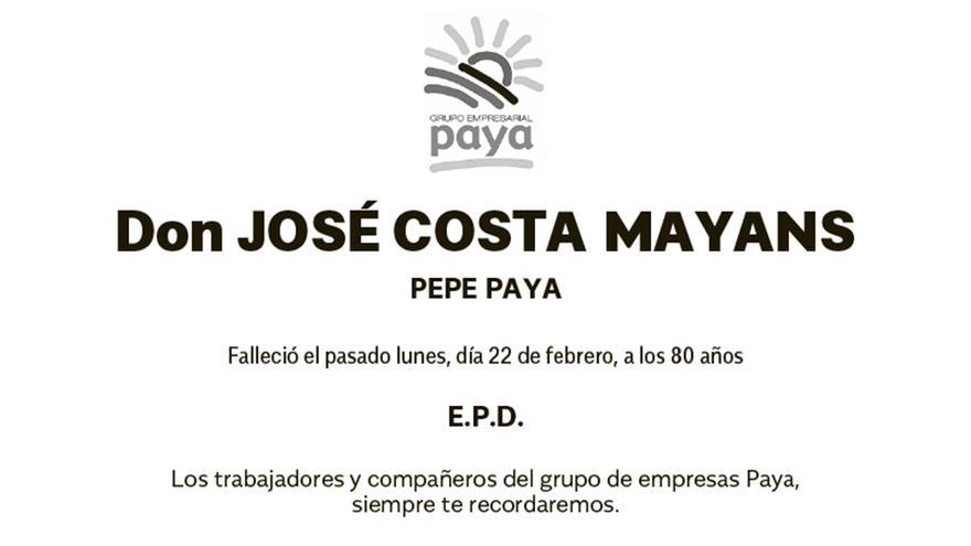 Esquela José Costa Mayans