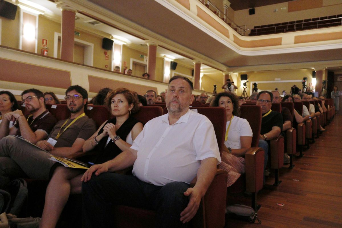 Oriol Junqueras y Elisenda Alamany, en el Consell Nacional de ERC en Bellpuig