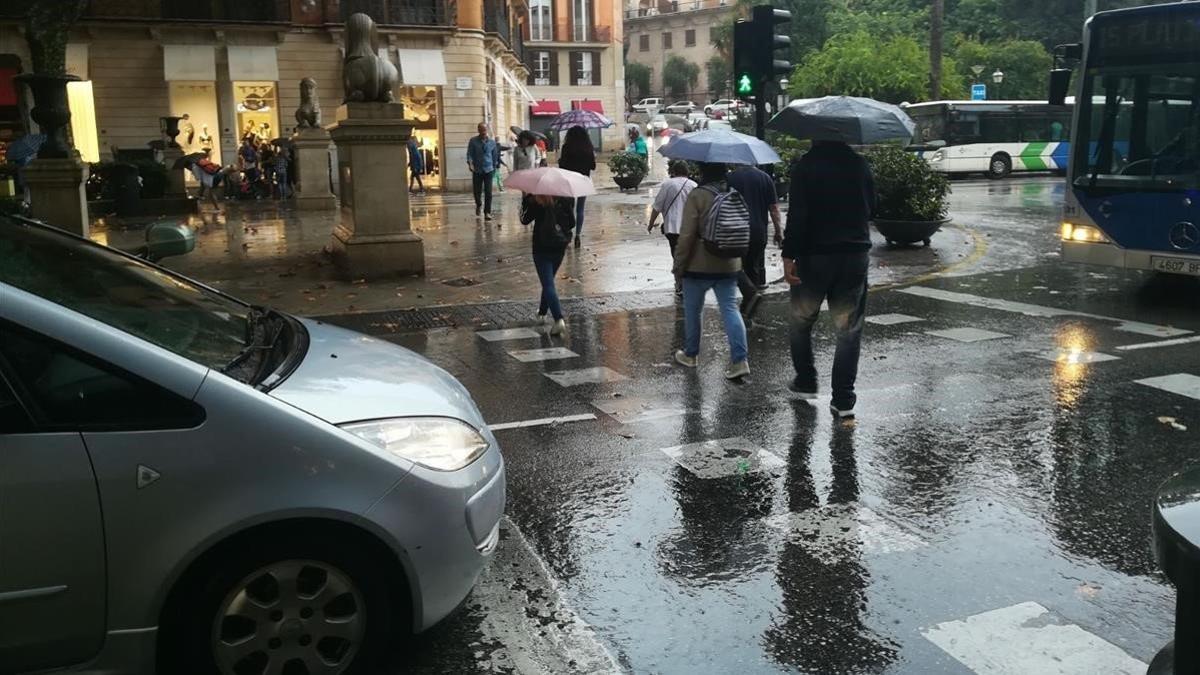 Palma de Mallorca bajo las lluvias