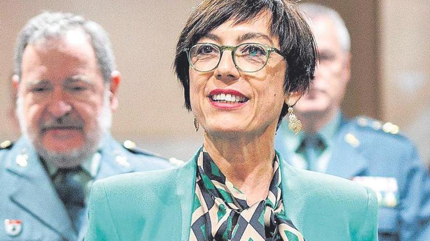 La exdirectora general de la Guardia Civil, María Gámez, el miércoles en la comparecencia en que anunció su dimisión.