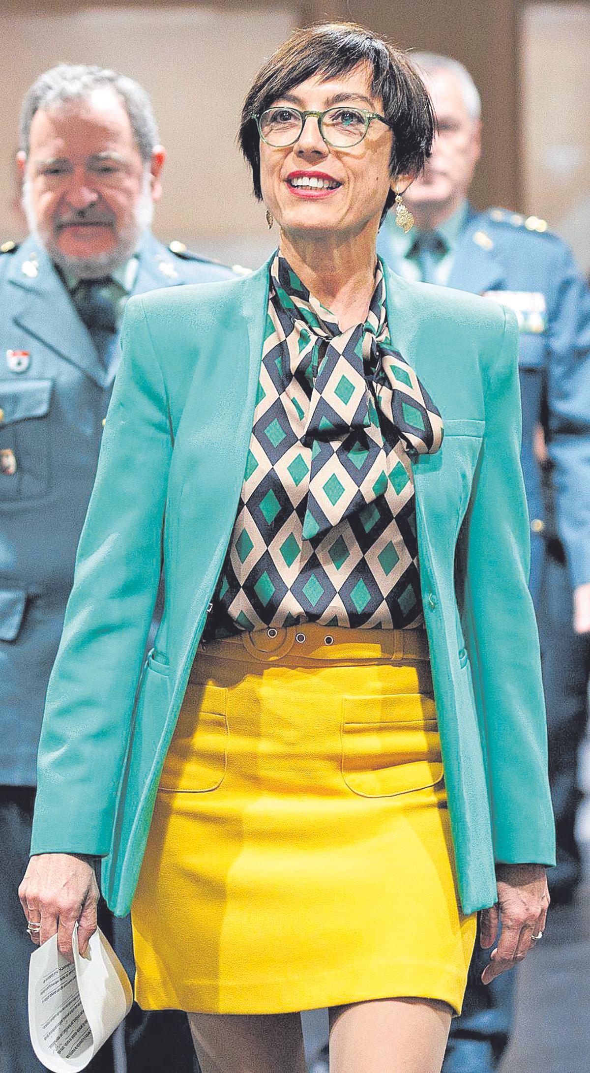 La exdirectora general de la Guardia Civil, María Gámez, el miércoles en la comparecencia en que anunció su dimisión.